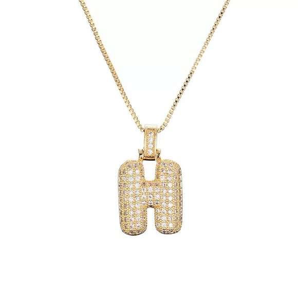 Sparkly bubble shape gold tone Initials letters necklace - Picture 9 of 9